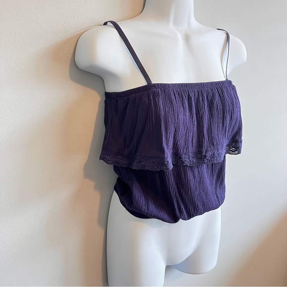 Garage XS Navy Tank Top Elastic Top and Bottom Sleeveless Cropped Top - Picture 3 of 9